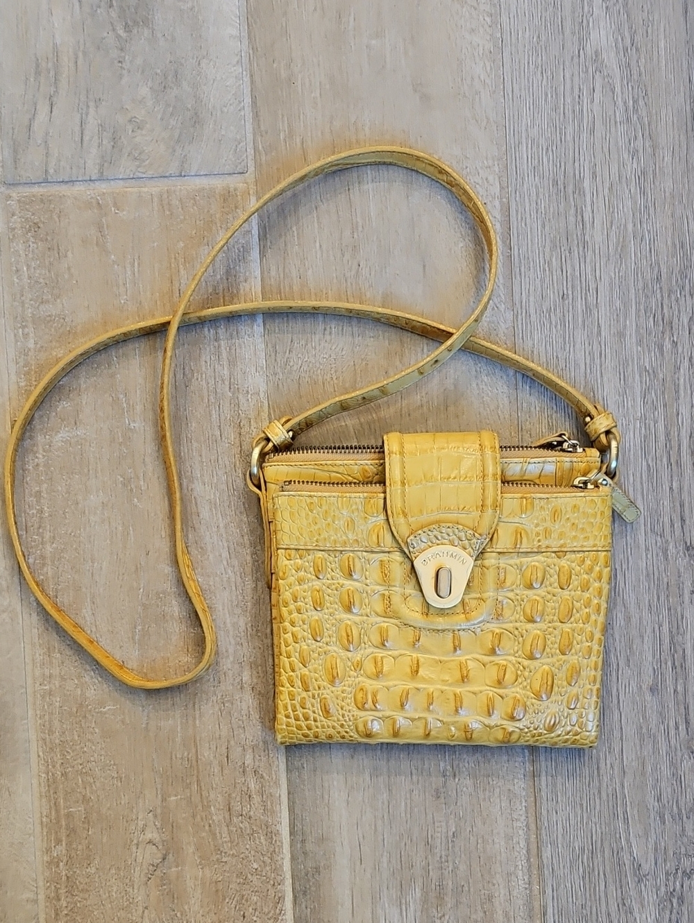 Yellow Croc-Embossed Crossbody Bag - Picture 1 of 4